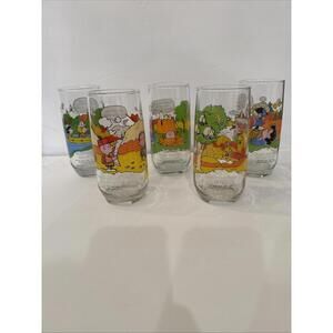 5 Charlie Brown Peanuts Camp Snoopy Collection Glasses McDonald’s Vintage